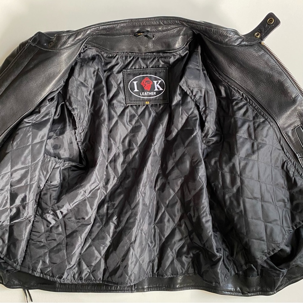 IK black Leather motorcycle jacket, in excellent condition, unisex size 48. - Picture 12 of 16